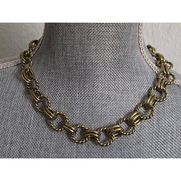 Vintage Heidi Daus Chain Link Toggle Choker Necklace, Gold Tone, 19.5 Inches - Picture 1 of 7